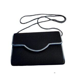 Carla Marchini Rare Vintage Black Velvet Evening Bag Crossbody/Shoulder Carry